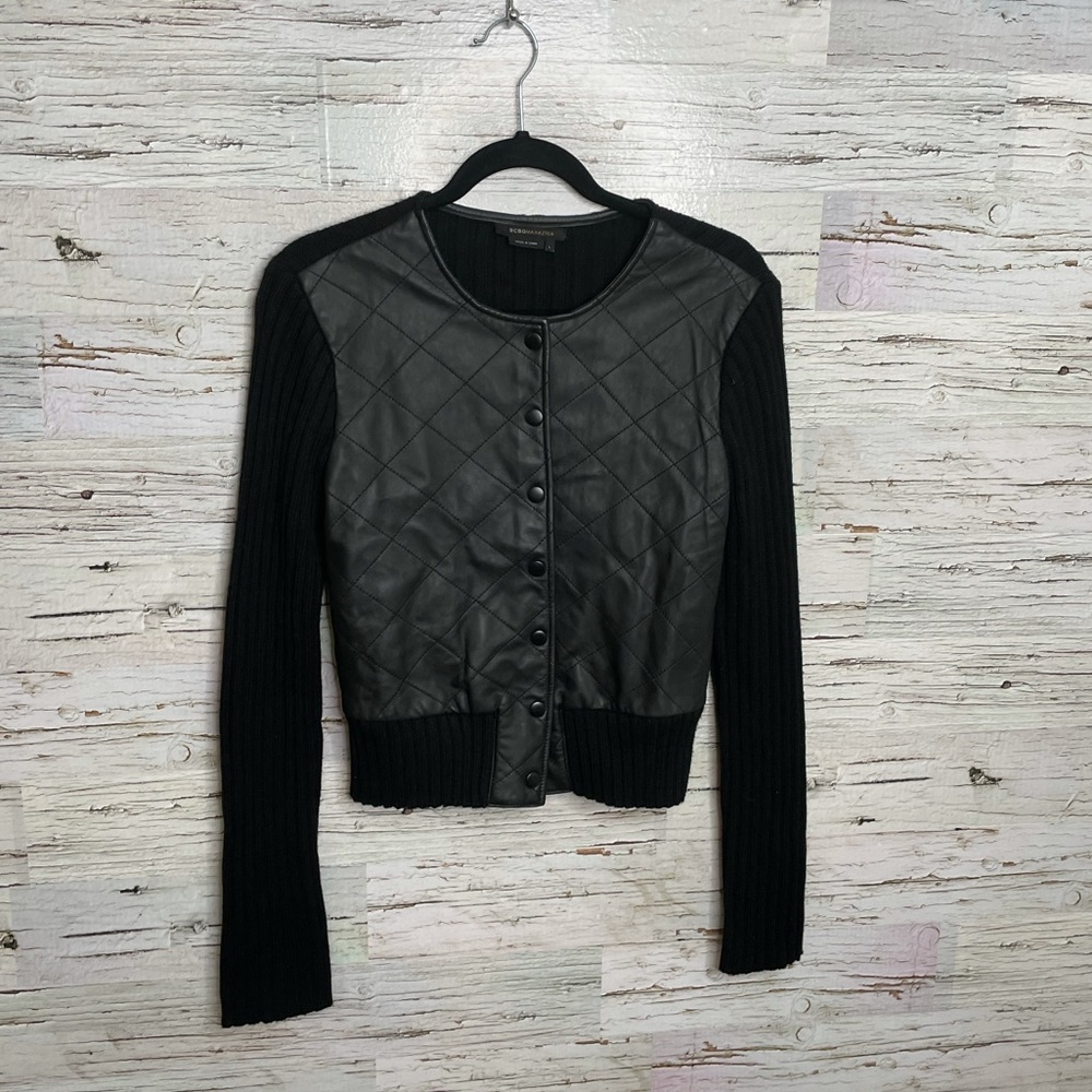 Bcbgmaxazria black sweater jacket size large knit